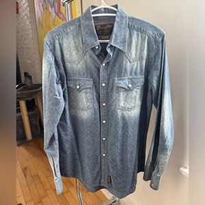 Wrangler Retro long sleeve snap button-up denim shirt